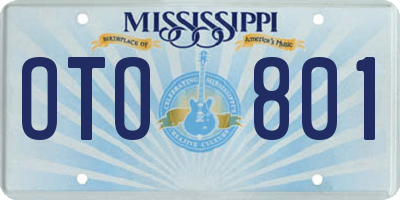 MS license plate OTO801