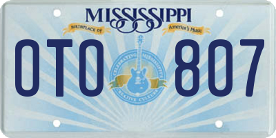 MS license plate OTO807