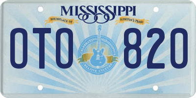 MS license plate OTO820