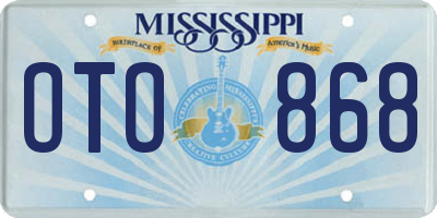 MS license plate OTO868