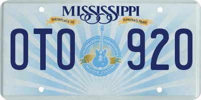 MS license plate OTO920