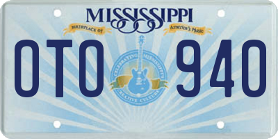 MS license plate OTO940