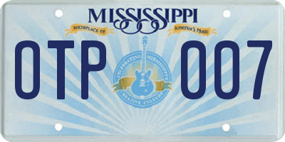 MS license plate OTP007