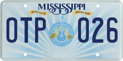 MS license plate OTP026