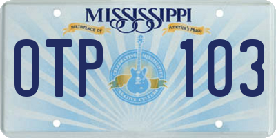 MS license plate OTP103