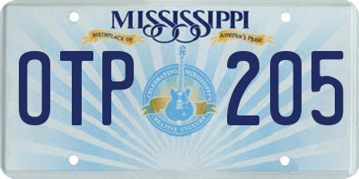 MS license plate OTP205