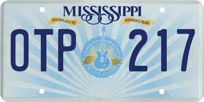 MS license plate OTP217