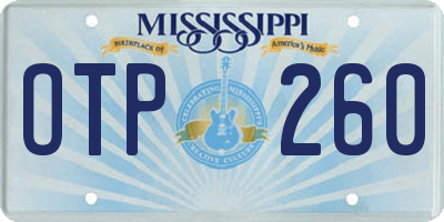 MS license plate OTP260