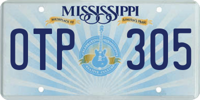 MS license plate OTP305