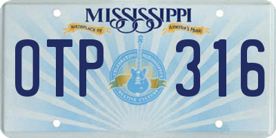 MS license plate OTP316