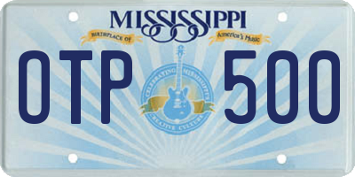 MS license plate OTP500