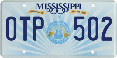MS license plate OTP502