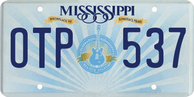 MS license plate OTP537