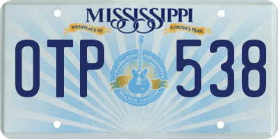 MS license plate OTP538