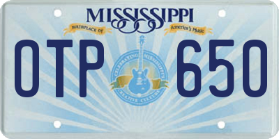 MS license plate OTP650