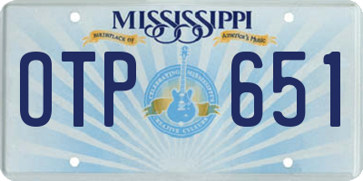 MS license plate OTP651