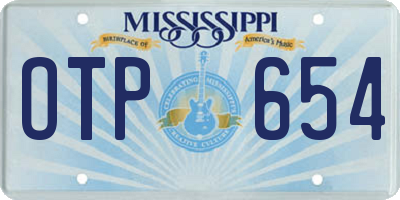 MS license plate OTP654