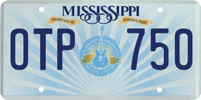 MS license plate OTP750