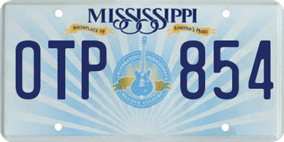 MS license plate OTP854