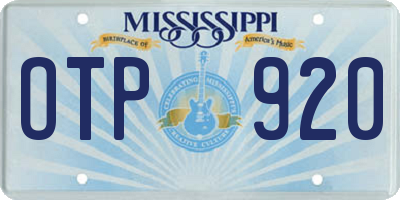 MS license plate OTP920