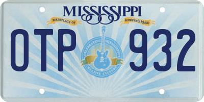 MS license plate OTP932