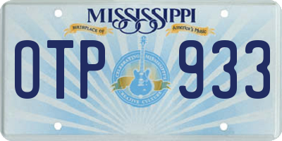 MS license plate OTP933