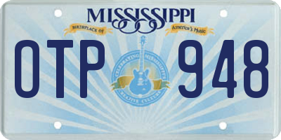 MS license plate OTP948
