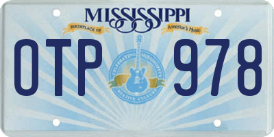 MS license plate OTP978