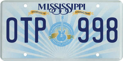 MS license plate OTP998
