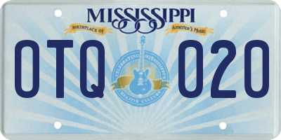 MS license plate OTQ020