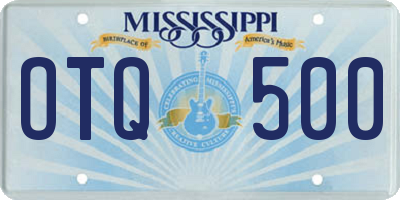 MS license plate OTQ500