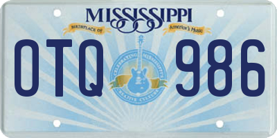 MS license plate OTQ986