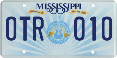 MS license plate OTR010