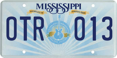 MS license plate OTR013