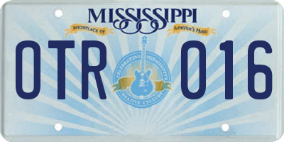 MS license plate OTR016
