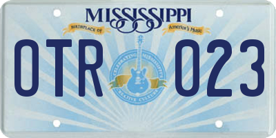 MS license plate OTR023