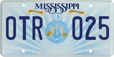 MS license plate OTR025