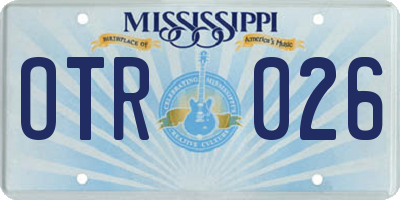 MS license plate OTR026