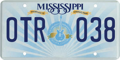 MS license plate OTR038