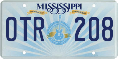 MS license plate OTR208
