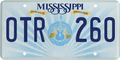 MS license plate OTR260