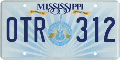 MS license plate OTR312