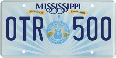 MS license plate OTR500