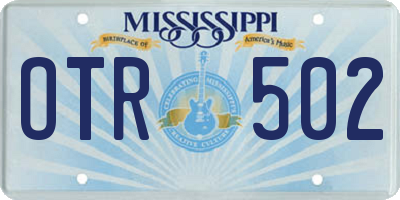 MS license plate OTR502