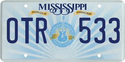 MS license plate OTR533