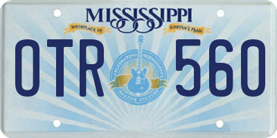 MS license plate OTR560