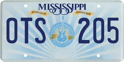 MS license plate OTS205