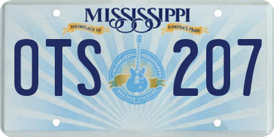 MS license plate OTS207