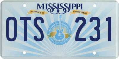 MS license plate OTS231