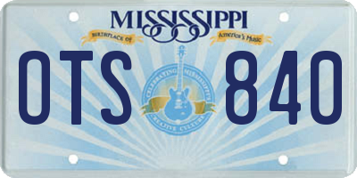 MS license plate OTS840